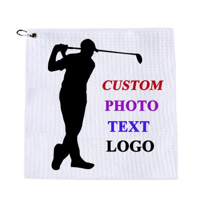 KakaTify Custom Golf Towels Personalized Picture Text Photo Name Logo Microfiber Towels for Golf Club Accessories for Men Women Waffle Pattern Clip Bulk Batch1-100Pcs 2 Sides Customizable11.8 x11.8