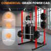 QUARPAL Power Cage, Power Rack with 1200 Pounds Capacity Workout Cage with More Training Attachments, Squat Rack Power Cage withSquat and Bench Rack Combos for Home Gym, Red view 3