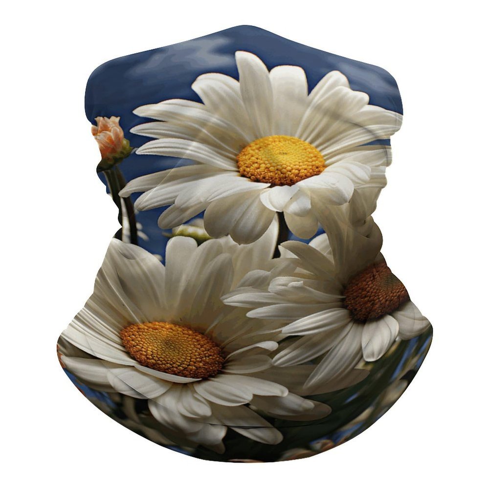 Floral Daisy Neck Gaiter UPF 50+ Sun Protection Face Mask Elastic Balaclavas Bandana Cooling Face Cover Scarf Cycling Neck Warmer Breathable Headwear for Men Women