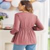 FMEYOA Maternity Dress Fall Loose Fall Long Sleeve Tops Fashion Basic Dark Pink Pregnancy T Shir S view 4