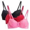 3PC Push Up Bras for Women Sexy Lace Full Coverage Wirefree Everyday Bra Soft Comfy Breathable Daily Padded Underwear view 1