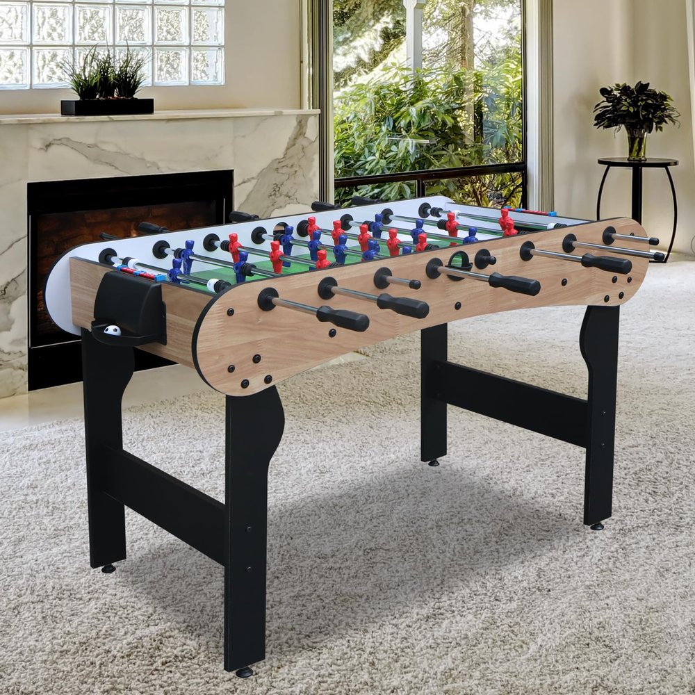 5ft Foosball TableMini Competition Soccer Table Game with All Accessories, Leg Levelers and Heavy-Duty Legs. Perfect for Home, Game Rooms, and Parties (Oak)