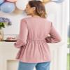 FMEYOA Maternity Dress for Photoshoot Fall Shirt and Blouses 2025 Dressy Solid Color Light Pink Maternity Tunic Tops L view 4