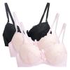 3PC Push Up Bras for Women Sexy Lace Full Coverage Wirefree Everyday Bra Soft Comfy Breathable Daily Padded Underwear view 1