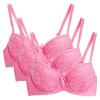 3PC Push Up Bras for Women Sexy Lace Full Coverage Wirefree Everyday Bra Soft Comfy Breathable Daily Padded Underwear view 1