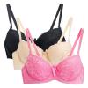 3PC Push Up Bras for Women Sexy Lace Full Coverage Wirefree Everyday Bra Soft Comfy Breathable Daily Padded Underwear view 1