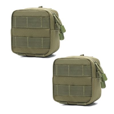2 Pack Mini Tactical Molle Compact Ammo Pouch - General Purpose Admin Pouches Small Admin Molle Pouches EDC Tool GP Pouch Bag Horizontal Utility Multi-Purpose Waist Belt Bag (Green)