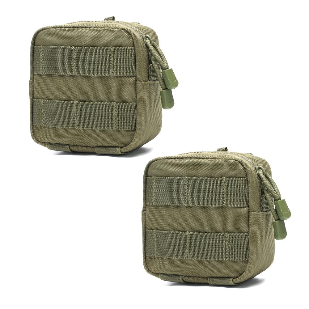 2 Pack Mini Tactical Molle Compact Ammo Pouch - General Purpose Admin Pouches Small Admin Molle Pouches EDC Tool GP Pouch Bag Horizontal Utility Multi-Purpose Waist Belt Bag (Green)