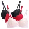 3PC Push Up Bras for Women Sexy Lace Full Coverage Wirefree Everyday Bra Soft Comfy Breathable Daily Padded Underwear view 1