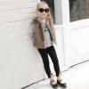 KAGAYD Baby Girls Sleeveless Jacket Full Zipper Soft Furry Vest Kids Fall Winter Warm Waistcoat (2-Brown, 5-6 Years) view 3