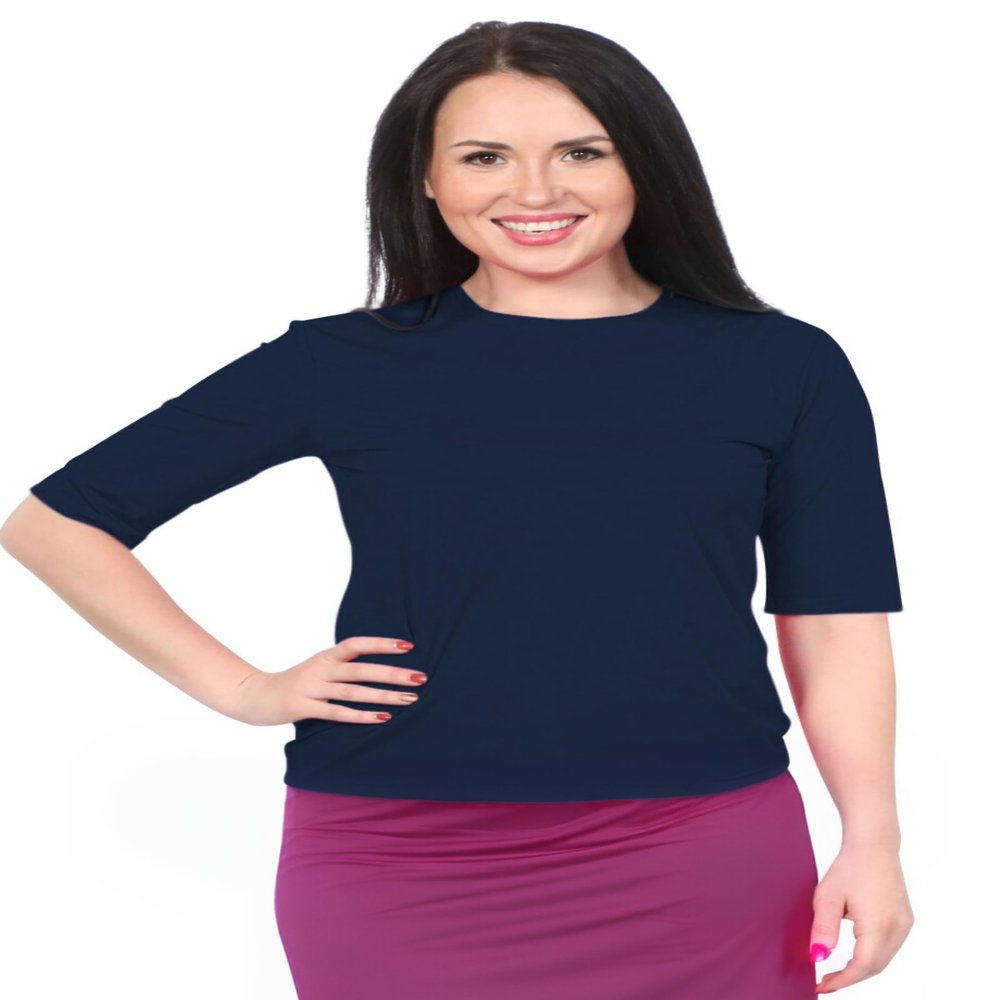 Kosher Casual Women's Modest Swim & Running/Exercise Elbow Sleeve Shirt XXL Dark Navy