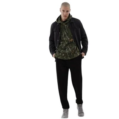 No Boundaries Men's Fleece Jogger Pants (US, Alpha, Medium, Regular, Regular, Black)