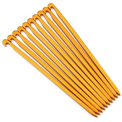 Heavy Duty Aluminum Camp Big Agnes Tent Stakes Camping Light Tent Stakes Ground Nail Bag Awning Canopy Tent Stakes Pegs Nails for Camping 16Cm 10Pcs (Gold)