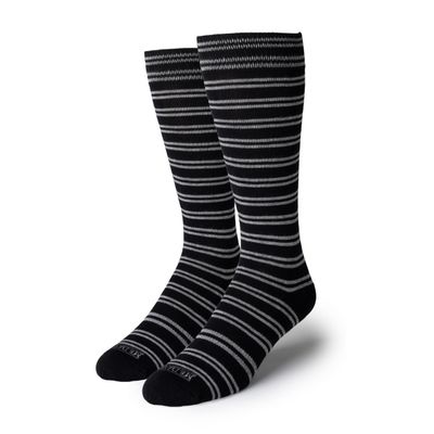 Mr. Davis Performance Dress Sock - Comfortable and Stylish Men's Socks - Lightweight pack of Soft Sock Pairs for Casual and Dress Wear Black Grey Office Stripes
