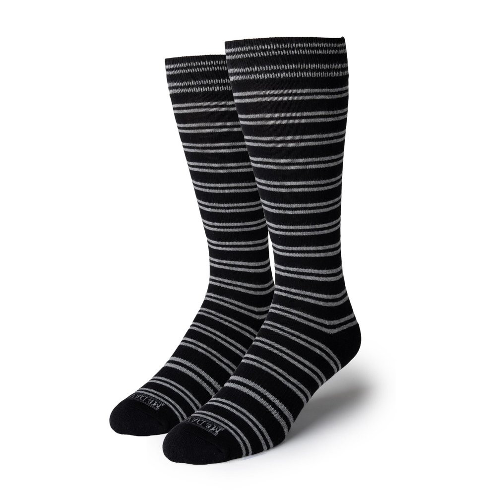Mr. Davis Performance Dress Sock - Comfortable and Stylish Men's Socks - Lightweight pack of Soft Sock Pairs for Casual and Dress Wear Black Grey Office Stripes