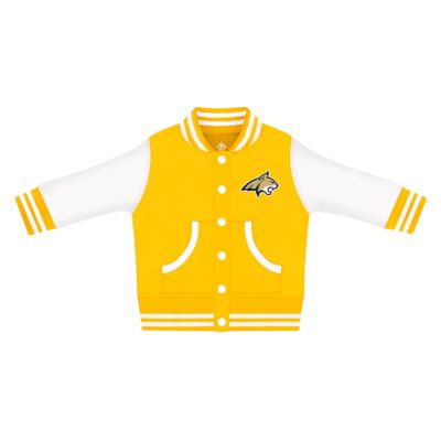 Creative Knitwear College Baby NCAA Officially Licensed Letterman Varsity Jacket - Montana State Logo - Gold - 2T