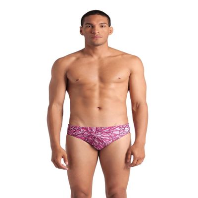 ARENA Performance Men's Breast Cancer Awareness Collection Pink Dahlia Swim Briefs Athletic Swimwear Professional Training Swimsuit Sports Bathing Suit, Shocking Pink/Multi, US Size 38