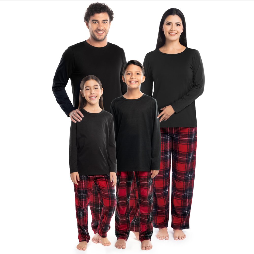 Fruit of the Loom Women Matching Holiday Family Sleep Pajama Set for Women, Men, and Kids, Red/Red Plaid, X-Large