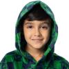 Fruit of the Loom Kid's Fleece Robe, Navy/Green, 4/5 view 3