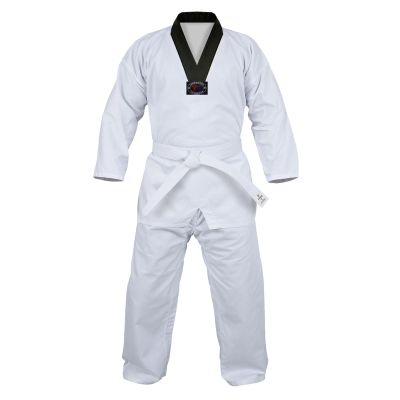 JAGUAR PRO GEAR Regular Taekwondo Gi Uniform Set 8oz Ultra Light Premium Fabric TKD Suit With Belt For Kids Adults Unisex (White With Black Trim, 0)
