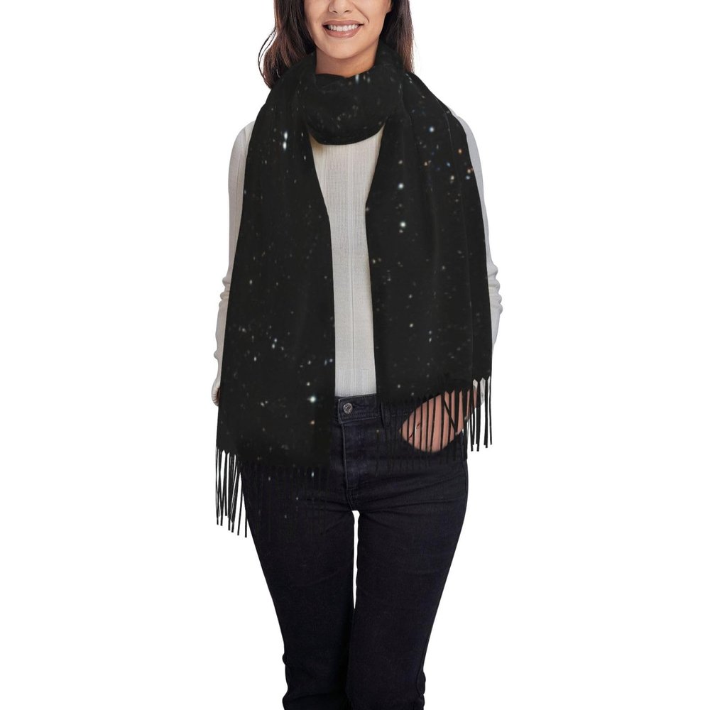 DRTGEDS Black Glitter Sweet Print Women'S Super Soft Classic Cashmere Winter Fringed Scarf For Spring Fall Winter