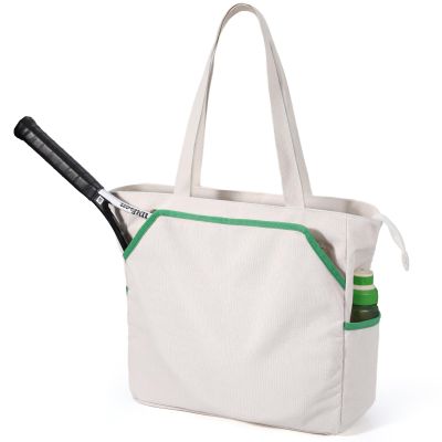 SMRITI Canvas Tennis Tote Bag for Women, Portable Tennis Racquet Shoulder Bag for Large Tennis Racket, Badminton, Pickleball, Padel