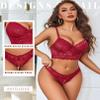 Avidlove Womens Lingerie Set Lace Tops and Panty Sets 2 Piece Lace Babydoll Outfits (Wine Red, Small) view 2