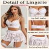 Avidlove Plus Size Lingerie Matching Bra and Panty Sets Sexy G String for Women Underwear Outfits Set (White, XX-Large) view 3