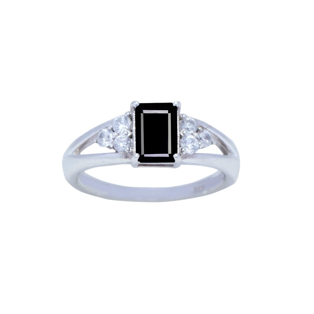 Genuine Gems Black Onyx Octagon Shape Faceted Black Black Onyx 925 Silver rings gift for Teacher's day bridesmaid ring-SR2-BON-FC-1113-us 5.5