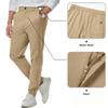 JMIERR Men's Stretch Chino Pants Business Casual Essentials Elastic Waist Classic Fit Tapered Cotton Twill Work Athletic Golf Dress Trousers, M, Light Khaki view 4
