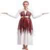 AFAVOM Metallic Lyrical Dance Dress, Long Sleeve Glitters Sequins Costume, Full Length Ruffle Dress with Skirt, Wine XL view 1