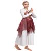 AFAVOM Metallic Lyrical Dance Dress, Long Sleeve Glitters Sequins Costume, Full Length Ruffle Dress with Skirt, Wine XL view 2