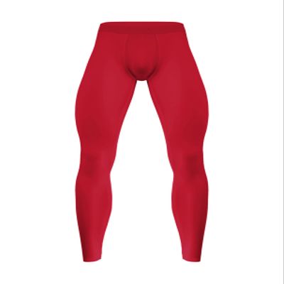 YiZYiF Men's Athletic Compression Pants Bulge Pouch Underwear Johns Legging Tights Thermal Baselayer Red A Large
