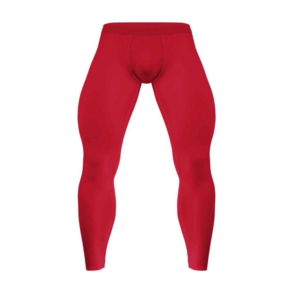 YiZYiF Men's Athletic Compression Pants Bulge Pouch Underwear Johns Legging Tights Thermal Baselayer Red A Large
