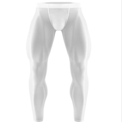 Jugaoge Men Compression Pants Athletic Base Layer Running Tights Workout Leggings for Yoga Gym Sports White Medium