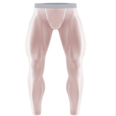 Jugaoge Men Compression Pants Athletic Base Layer Running Tights Workout Leggings for Yoga Gym Sports Nude Large