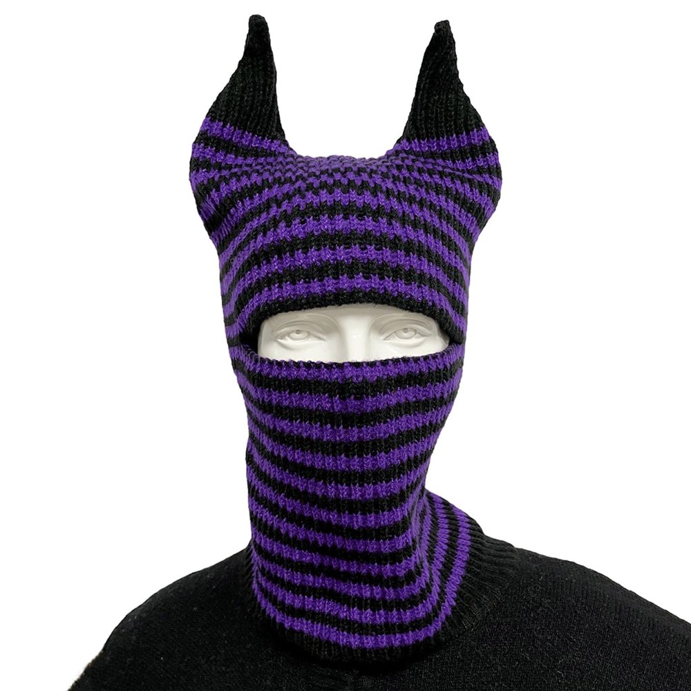 Dsgzkk Adult Knit Ox Horn Hat Knit Balaclava Hat Cute Students Outdoor Cycling Skiing Hat Winter Keep Warm Hat for Couple