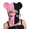 Dsgzkk Bear Ears Halloween Knitted Hat Beanies Warm Full Face Cover Ski Mask Hat Windproof Balaclava Hat for Men Womens Pink Black view 1