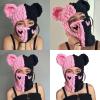 Dsgzkk Bear Ears Halloween Knitted Hat Beanies Warm Full Face Cover Ski Mask Hat Windproof Balaclava Hat for Men Womens Pink Black view 2