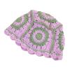 Dsgzkk Elegant Bucket Hat Floral Granny-Square Crochet Hat Holiday Decors Vacation Hat Western Cloch Style for Schoolgirls Light Purple view 4