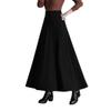 Womens Winter Soft Knitted Long Skirt Vintage High Waist Fall Elegant A-line Midi Pleated Skirt Black XL view 1