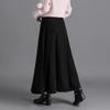 Womens Winter Soft Knitted Long Skirt Vintage High Waist Fall Elegant A-line Midi Pleated Skirt Black S view 2