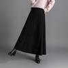 Womens Winter Soft Knitted Long Skirt Vintage High Waist Fall Elegant A-line Midi Pleated Skirt Black S view 3