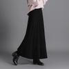 Womens Winter Soft Knitted Long Skirt Vintage High Waist Fall Elegant A-line Midi Pleated Skirt Black S view 4