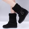 Ladmiple Faux Fur Boots Pink Womens Casual Slip-on Warm Loafers Shoes Faux Fur-Lined Comfortable Lightweight Winter Snow Ankle Boots Outdoor Walking Shoes view 2