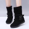 Ladmiple Faux Fur Boots Pink Womens Casual Slip-on Warm Loafers Shoes Faux Fur-Lined Comfortable Lightweight Winter Snow Ankle Boots Outdoor Walking Shoes view 3