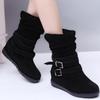 Ladmiple Faux Fur Boots Pink Womens Casual Slip-on Warm Loafers Shoes Faux Fur-Lined Comfortable Lightweight Winter Snow Ankle Boots Outdoor Walking Shoes view 4