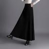 Womens Winter Soft Knitted Long Skirt Vintage High Waist Fall Elegant A-line Midi Pleated Skirt Black M view 4