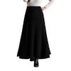 Womens Winter Soft Knitted Long Skirt Vintage High Waist Fall Elegant A-line Midi Pleated Skirt Black L view 1