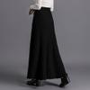 Womens Winter Soft Knitted Long Skirt Vintage High Waist Fall Elegant A-line Midi Pleated Skirt Black L view 2